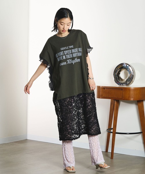 ROSE BUD(ローズバッド)の「OKIRAKU×ROSEBUD/LACE SKIRT LOGO DRESS(ワンピース・レディース・オートミール/ブラック・ONE SIZE)」の12枚目の写真