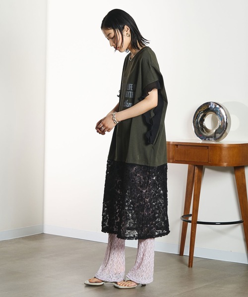 ROSE BUD(ローズバッド)の「OKIRAKU×ROSEBUD/LACE SKIRT LOGO DRESS(ワンピース・レディース・オートミール/ブラック・ONE SIZE)」の13枚目の写真