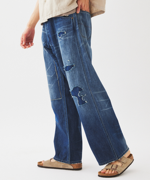 JOURNAL STANDARD relume(ジャーナルスタンダード レリューム)の「<Relume Jeans>リメイク ライトオンス デニムペインターパンツ(デニムパンツ・メンズ・ネイビー/ブラック・LARGE/MEDIUM)」の9枚目の写真
