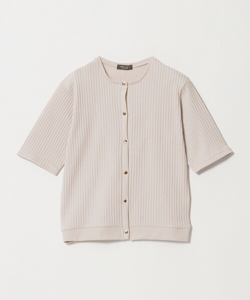 A DAY IN THE LIFE UNITED ARROWS(アデイインザライフユナイテッドアローズ)の「ジャガード ミニケーブルカーディガン 5分袖 <A DAY IN THE LIFE>(カーディガン/ボレロ・レディース・ダークグレー/ネイビー/ナチュラル・FREE)」の1枚目の写真