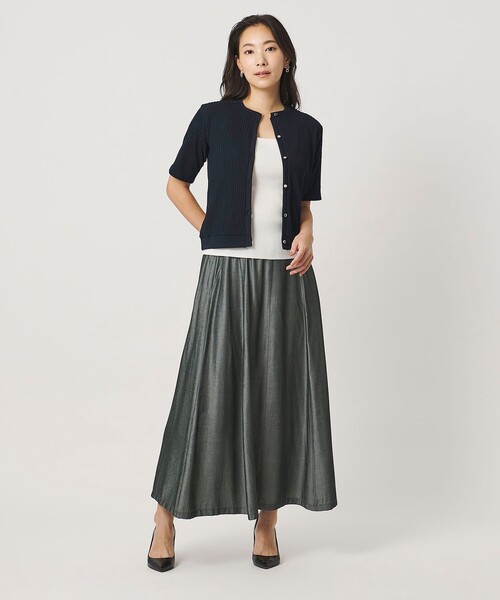 A DAY IN THE LIFE UNITED ARROWS(アデイインザライフユナイテッドアローズ)の「ジャガード ミニケーブルカーディガン 5分袖 <A DAY IN THE LIFE>(カーディガン/ボレロ・レディース・ダークグレー/ネイビー/ナチュラル・FREE)」の4枚目の写真