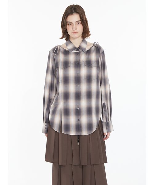 SORIN（ソリン　）の「Cargo Pocket Shirt / カーゴポケットシャツ（シャツ/ブラウス・レディース・チェック/オフホワイト/ダークグレー・38）」の7枚目の写真