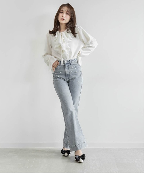 RANDA（ランダ）の「ビッグサテンリボンフラットパンプス（パンプス・レディース・アイボリー/ブラウン/ブラック・23/22.5/24.5/24/23.5/22/25.5/25）」の21枚目の写真