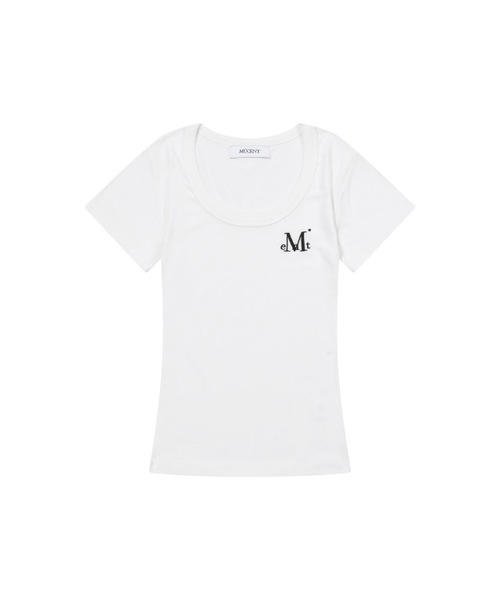 MUCENT(ムセント)の「フェリングミディラウンドネック半袖ティー(6色)(Tシャツ/カットソー・レディース・ブラック/ピンク/ベージュ/グレー/チャコール/ホワイト・FREE)」の2枚目の写真