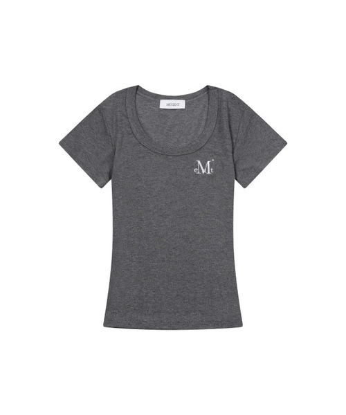 MUCENT(ムセント)の「フェリングミディラウンドネック半袖ティー(6色)(Tシャツ/カットソー・レディース・ブラック/ピンク/ベージュ/グレー/チャコール/ホワイト・FREE)」の4枚目の写真