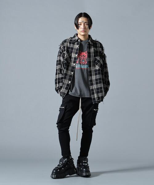DANKE SCHON(ダンケシェーン)の「【WEB&DEPOT限定】DankeSchon/ダンケシェーン/FLANNEL DAMAGE SHIRTS(シャツ/ブラウス・レディース・ブラック/ベージュ/グレー/レッド・L/M)」の5枚目の写真