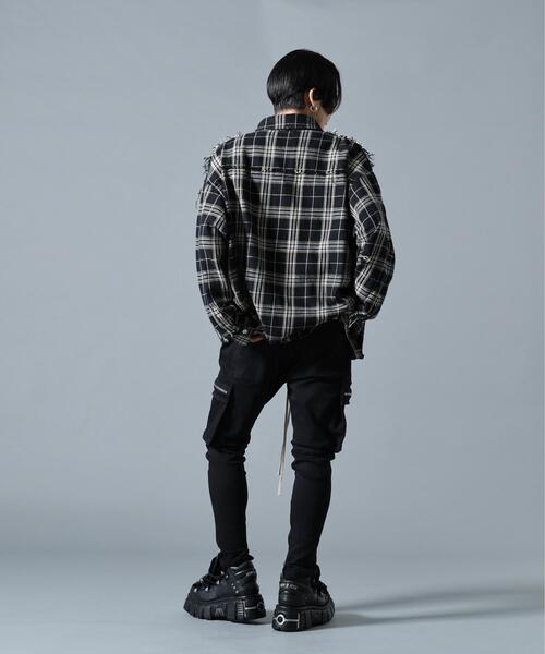 DANKE SCHON(ダンケシェーン)の「【WEB&DEPOT限定】DankeSchon/ダンケシェーン/FLANNEL DAMAGE SHIRTS(シャツ/ブラウス・レディース・ブラック/ベージュ/グレー/レッド・L/M)」の6枚目の写真
