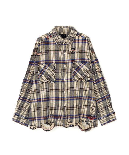 DANKE SCHON(ダンケシェーン)の「【WEB&DEPOT限定】DankeSchon/ダンケシェーン/FLANNEL DAMAGE SHIRTS(シャツ/ブラウス・レディース・ブラック/ベージュ/グレー/レッド・L/M)」の18枚目の写真
