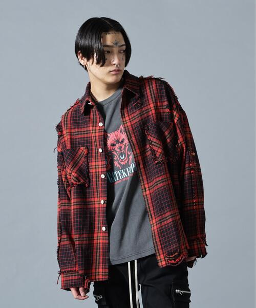 DANKE SCHON(ダンケシェーン)の「【WEB&DEPOT限定】DankeSchon/ダンケシェーン/FLANNEL DAMAGE SHIRTS(シャツ/ブラウス・レディース・ブラック/ベージュ/グレー/レッド・L/M)」の21枚目の写真