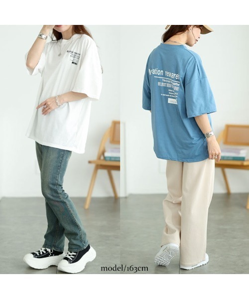 GOLDJAPAN(ゴールドジャパン)の「バックロゴオーバーサイズTシャツ【大きいサイズ対応】(シャツ/ブラウス・レディース・ホワイト/ブルー・LL/3L/4L)」の6枚目の写真