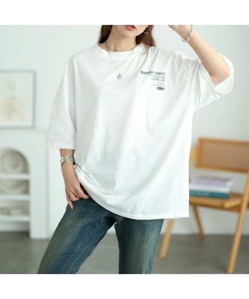 GOLDJAPAN(ゴールドジャパン)の「バックロゴオーバーサイズTシャツ【大きいサイズ対応】(シャツ/ブラウス・レディース・ホワイト/ブルー・LL/3L/4L)」の12枚目の写真