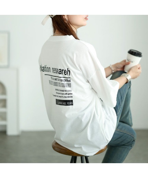 GOLDJAPAN(ゴールドジャパン)の「バックロゴオーバーサイズTシャツ【大きいサイズ対応】(シャツ/ブラウス・レディース・ホワイト/ブルー・LL/3L/4L)」の13枚目の写真