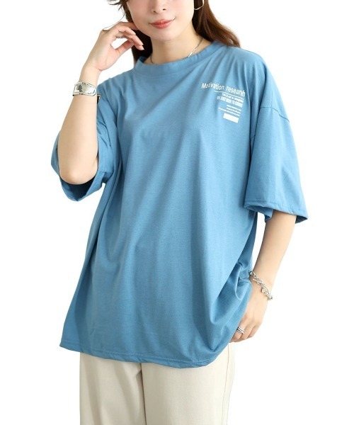 GOLDJAPAN(ゴールドジャパン)の「バックロゴオーバーサイズTシャツ【大きいサイズ対応】(シャツ/ブラウス・レディース・ホワイト/ブルー・LL/3L/4L)」の22枚目の写真