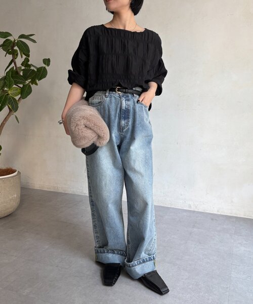 Jena espace merveilleux（ジェナ　エスパスメルヴェイユ）の「シャーリングバルーンブラウス（シャツ/ブラウス・レディース・ブラウン/ブラック・FREE）」の15枚目の写真