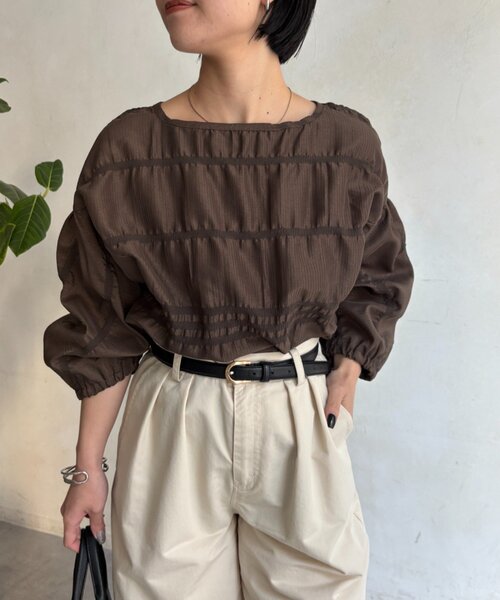 Jena espace merveilleux（ジェナ　エスパスメルヴェイユ）の「シャーリングバルーンブラウス（シャツ/ブラウス・レディース・ブラウン/ブラック・FREE）」の13枚目の写真