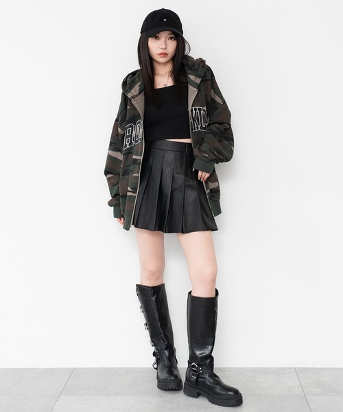 WEGO（ウィゴー）の「WEGO/【26年秋冬新作】PUプリーツスカパン（スカート・レディース・ブラック/ブラウン・SMALL/MEDIUM/X-SMALL）」の5枚目の写真