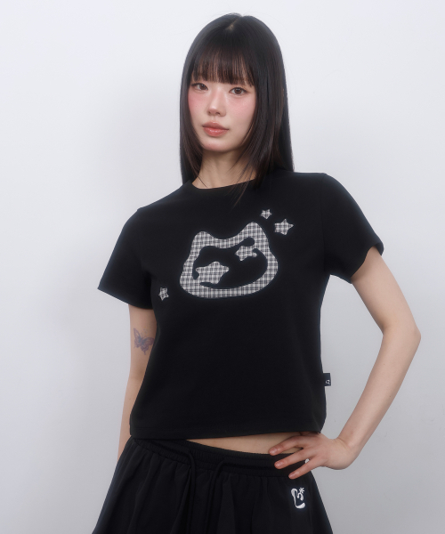 LMR（エルエムアール）の「キャットシンボルアプリケ半袖TシャツBLACK（Tシャツ/カットソー・レディース・ブラック・MEDIUM/SMALL）」の2枚目の写真