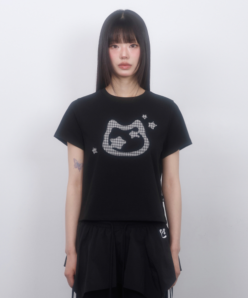 LMR（エルエムアール）の「キャットシンボルアプリケ半袖TシャツBLACK（Tシャツ/カットソー・レディース・ブラック・MEDIUM/SMALL）」の4枚目の写真