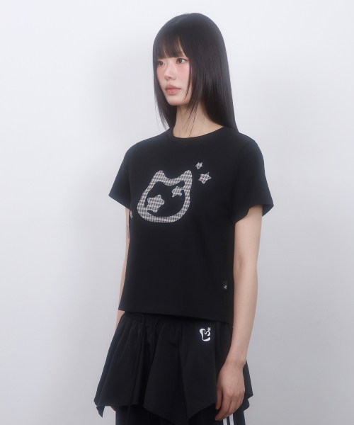 LMR（エルエムアール）の「キャットシンボルアプリケ半袖TシャツBLACK（Tシャツ/カットソー・レディース・ブラック・MEDIUM/SMALL）」の5枚目の写真