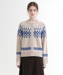Wool Jacquard Knit Cardigan (beige)