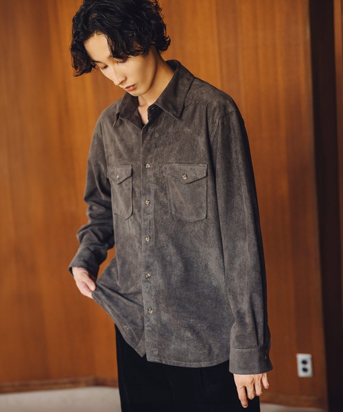 Bleme(ブレム)の「ドレープ スエードライクシャツ(シャツ/ブラウス・メンズ・チャコールグレー/ブラウン・XL/L/M/S)」の6枚目の写真