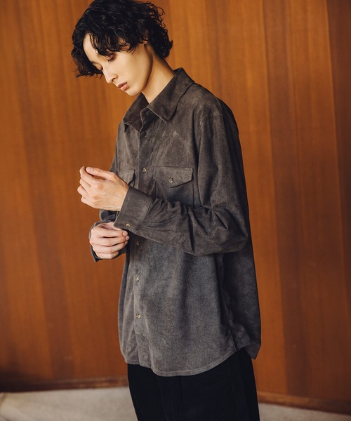 Bleme(ブレム)の「ドレープ スエードライクシャツ(シャツ/ブラウス・メンズ・チャコールグレー/ブラウン・XL/L/M/S)」の7枚目の写真