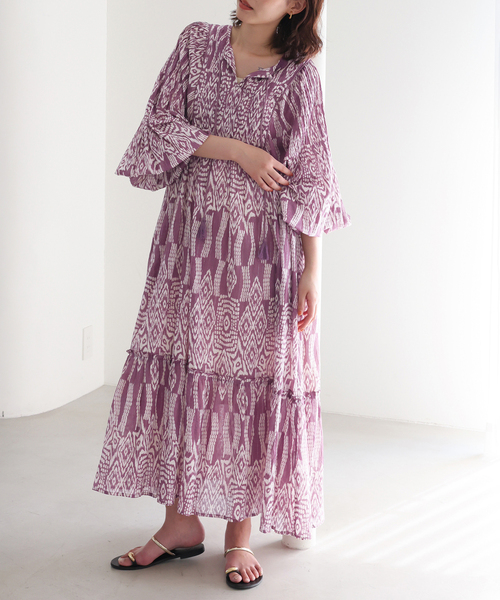 SLOBE IENA(スローブイエナ)の「《追加》India Ikat ワンピース(ワンピース・レディース・ラベンダー・FREE)」の21枚目の写真