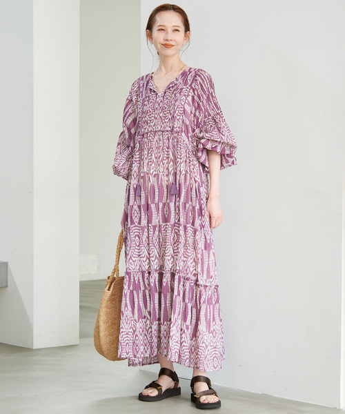 SLOBE IENA(スローブイエナ)の「《追加》India Ikat ワンピース(ワンピース・レディース・ラベンダー・FREE)」の15枚目の写真