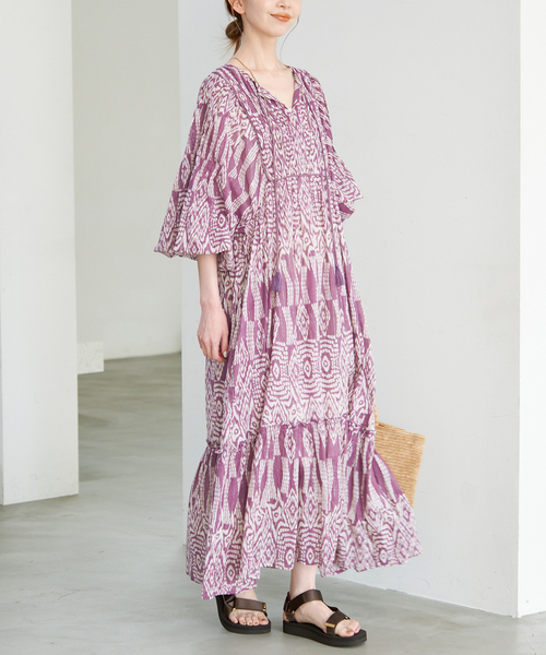 SLOBE IENA(スローブイエナ)の「《追加》India Ikat ワンピース(ワンピース・レディース・ラベンダー・FREE)」の8枚目の写真