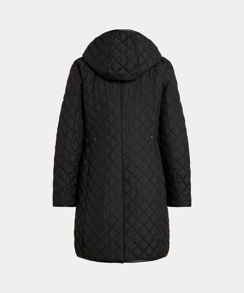 LAUREN RALPH LAUREN(ローレン ラルフ ローレン)の「フェイクレザートリム キルテッド フーデッド ジャケット(その他アウター・レディース・ブラック系1・L/M/S/XL/XS/XXS)」の2枚目の写真