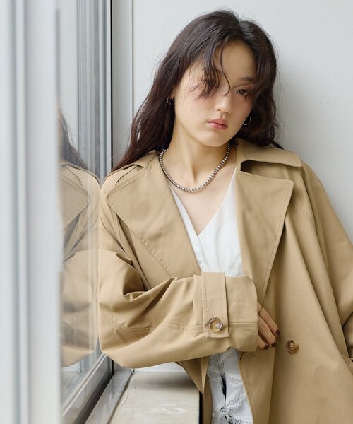 DISCOAT(ディスコート)の「【Noka】ミドルトレンチコート《WEB限定》(トレンチコート・レディース・ネイビー/ベージュ/カーキ・FREE)」の5枚目の写真