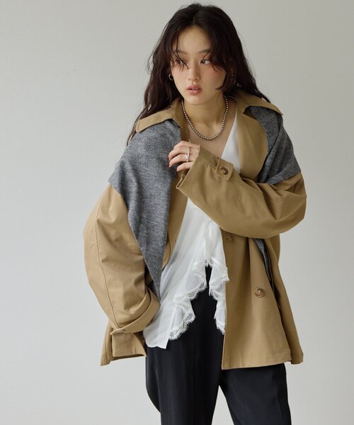 DISCOAT(ディスコート)の「【Noka】ミドルトレンチコート《WEB限定》(トレンチコート・レディース・ネイビー/ベージュ/カーキ・FREE)」の9枚目の写真