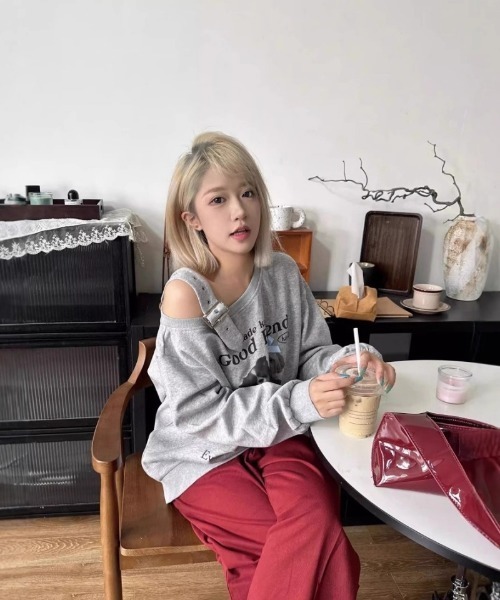 Ritzy(リッツィー)の「ペットプリントオフショルダースウェット(スウェット・レディース・グレー・M/L)」の3枚目の写真