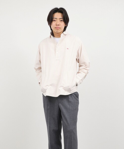 DANTON（ダントン）の「【DANTON/ダントン】ROUND COLLAR P/O SHIRT（DT-B0282 OXP）（シャツ/ブラウス・メンズ・ブラック系その他/ベージュ系その他・38/40/42/44）」の10枚目の写真
