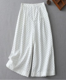 裾レース付きプチドットワイドパンツ