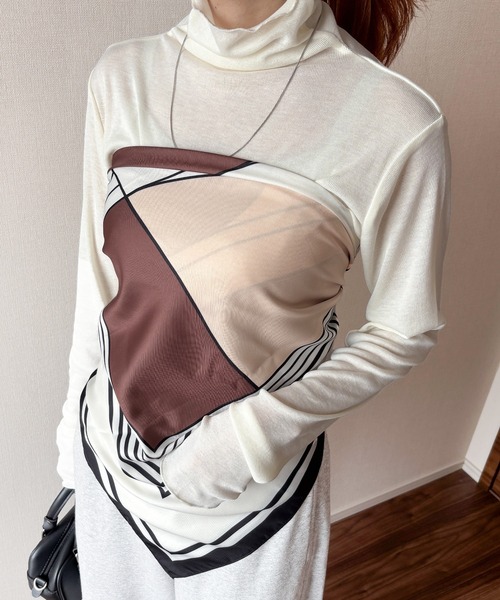 ISOOK(アイスー)の「【ISOOK / アイスー】シアーフライスタートルプルオーバー / シアートップス シアーカットソー シアーインナー ロンT 長袖 ボートネック レイヤード ZOZOTOWN限定(Tシャツ/カットソー・レディース・レッド/ネイビー/ホワイト・FREE)」の17枚目の写真