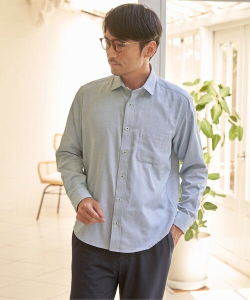 IKKA LOUNGE(イッカラウンジ)の「デニムライクスイスカラーシャツ【MonoMax × 小泉孝太郎】(シャツ/ブラウス・メンズ・ブルー/チャコール/グレー/ホワイト・S/M/XL/L)」の16枚目の写真