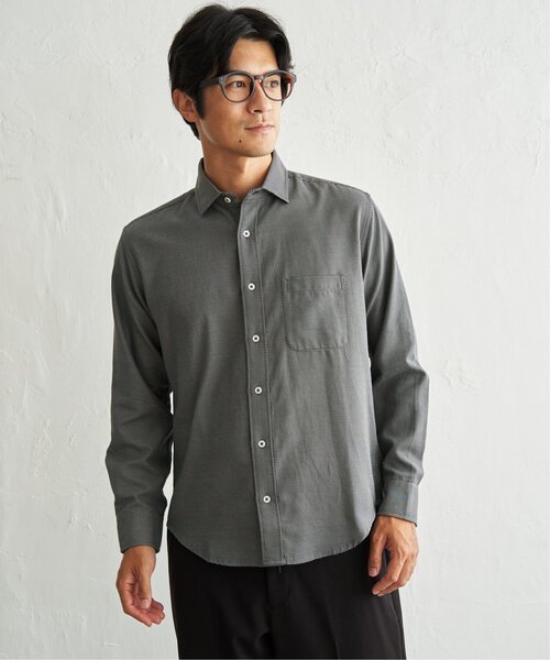 IKKA LOUNGE(イッカラウンジ)の「デニムライクスイスカラーシャツ【MonoMax × 小泉孝太郎】(シャツ/ブラウス・メンズ・ブルー/チャコール/グレー/ホワイト・S/M/XL/L)」の22枚目の写真