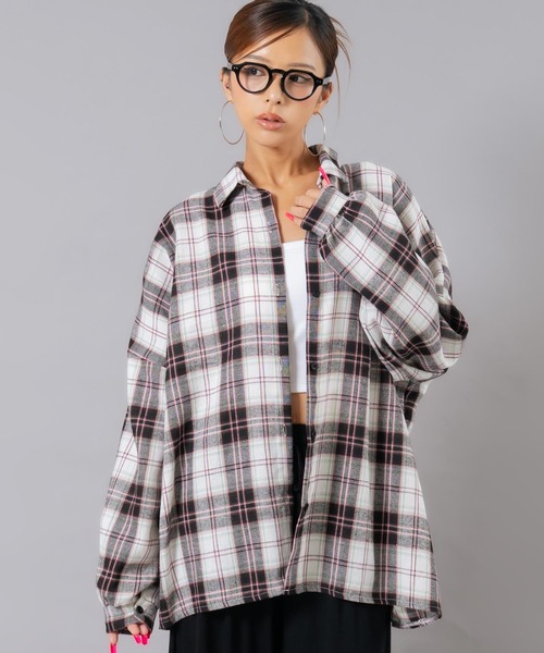 ANAP（アナップ）の「フランネルチェックシャツ（シャツ/ブラウス・レディース・ブラウン/ピンク/ホワイト・F）」の14枚目の写真
