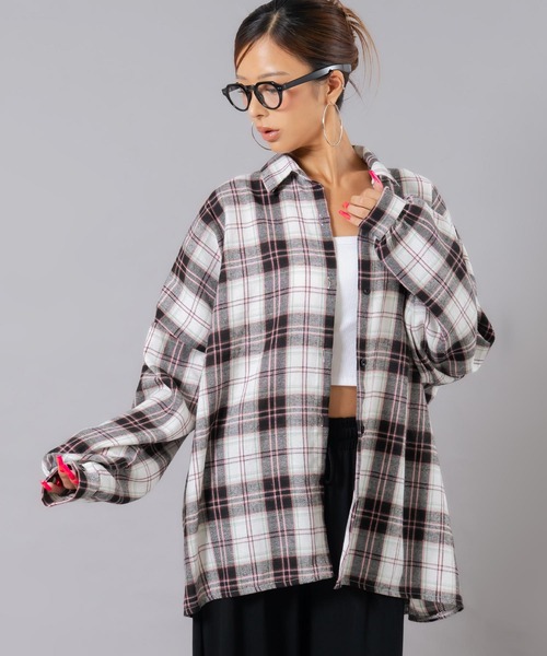 ANAP（アナップ）の「フランネルチェックシャツ（シャツ/ブラウス・レディース・ブラウン/ピンク/ホワイト・F）」の15枚目の写真