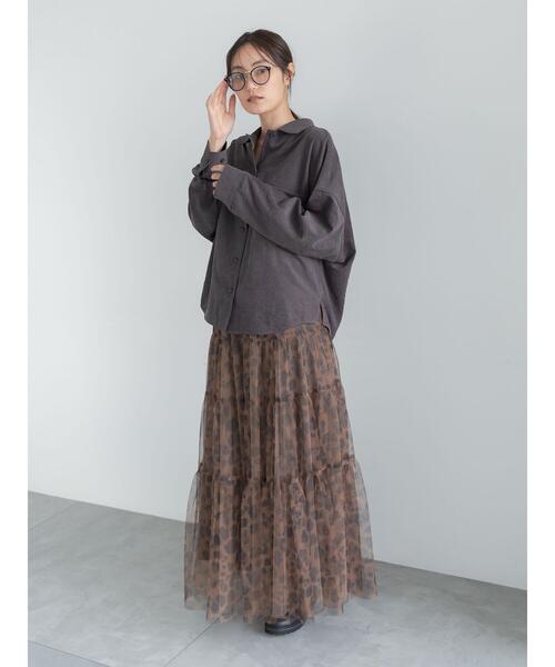 Te chichi(テチチ)の「レオパード柄チュールスカート(スカート・レディース・グレー/ブラウン・F)」の8枚目の写真