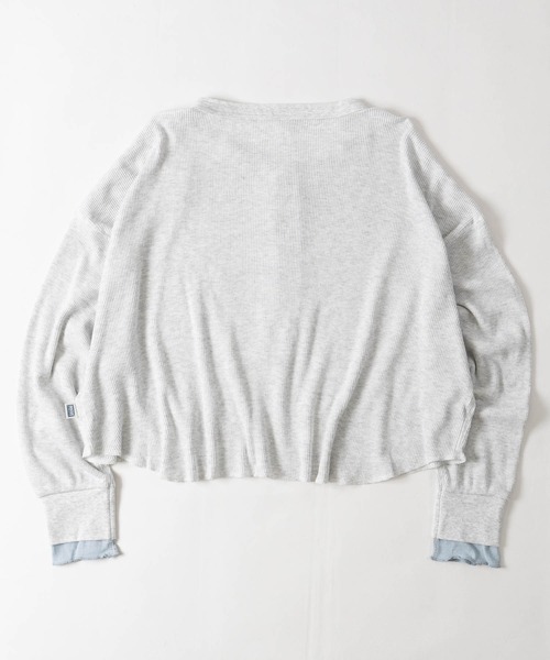 DISCUS(ディスカス)の「【15】〔DISCUS/ディスカス〕フェイクレイヤード ワッフル ロングスリーブヘンリーネックTシャツ クロップド丈 レディース(Tシャツ/カットソー・レディース・ブラック/オートミール/ワイン・LARGE/MEDIUM)」の9枚目の写真