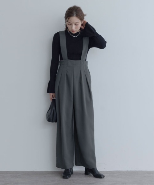 maviru(マヴィル)の「ハイウエスト タック サロペット(サロペット/オーバーオール・レディース・ブラウン系その他/ブラウン系その他2/ブラック/チャコール・M/L)」の5枚目の写真