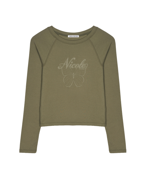 NICK&NICOLE(ニックアンドニコール)の「NICOLE バタフライ ラグラントップ_カーキ(Tシャツ/カットソー・レディース・カーキ・FREE)」の2枚目の写真