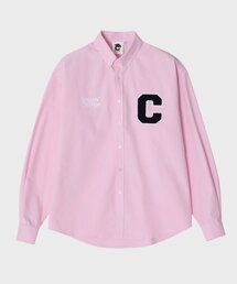 Cパッチピンクオックスフォード長袖シャツ[男女共用]