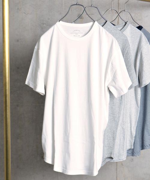 SHIPS GENERAL SUPPLY（シップスジェネラルサプライ）の「SHIPS GENERAL SUPPLY: ラウンドヘム クルーネック Tシャツ■（Tシャツ/カットソー・メンズ・グレー/ホワイト/グレー系その他/ネイビー・X-LARGE/MEDIUM/SMALL/LARGE）」の2枚目の写真