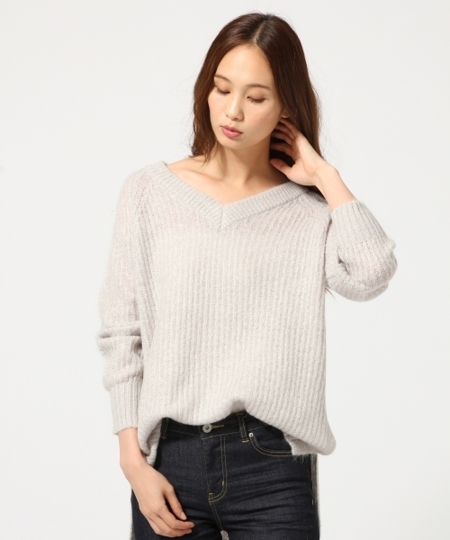 GLOBAL WORK（グローバルワーク）の「3GゲージモヘヤVチュニック/727798（ニット/セーター・レディース・ブルー/ピンク系その他/ネイビー/ライトグレー・MEDIUM/SMALL/LARGE）」の5枚目の写真