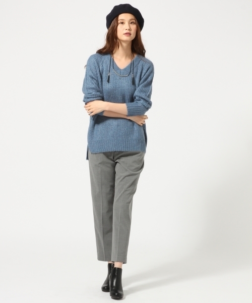 GLOBAL WORK（グローバルワーク）の「3GゲージモヘヤVチュニック/727798（ニット/セーター・レディース・ブルー/ピンク系その他/ネイビー/ライトグレー・MEDIUM/SMALL/LARGE）」の8枚目の写真