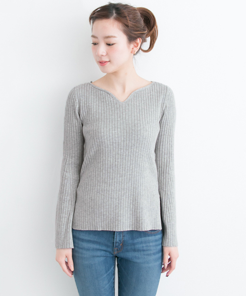 URBAN RESEARCH(アーバンリサーチ)の「 UR リブハートネックニット(ニット/セーター・レディース・オフホワイト/グレー/ピンク・FREE)」の11枚目の写真