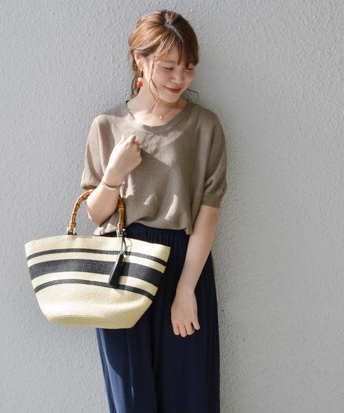 SHIPS（シップス）の「リネンショートスリーブプルオーバー◇（Tシャツ/カットソー・レディース・オレンジ/キャメル/ブラック・ONE SIZE）」の3枚目の写真